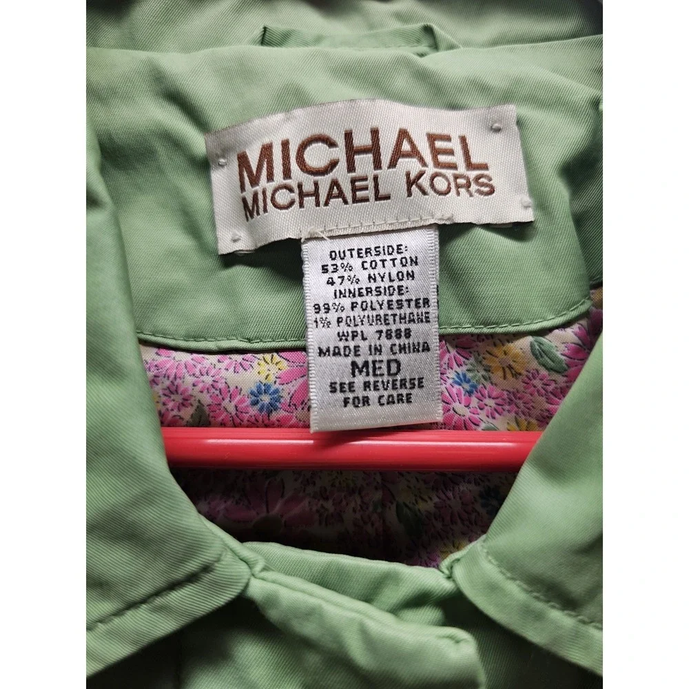 VTG Y2K Michael Kors Green Mid Length Trench Coat With Bucket Hat Cottagecore